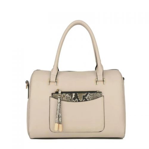 Soft PU leather Ladies Boston Bag With Serpentine Pouch