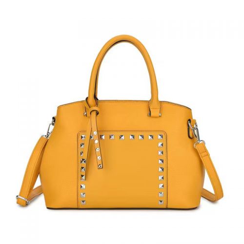 Yellow Soft Polyurethane Studs Wholesale Handbag 