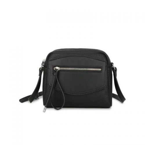 Black Faux Leather Front Pocket Bag Ladies' Crossbody Bag