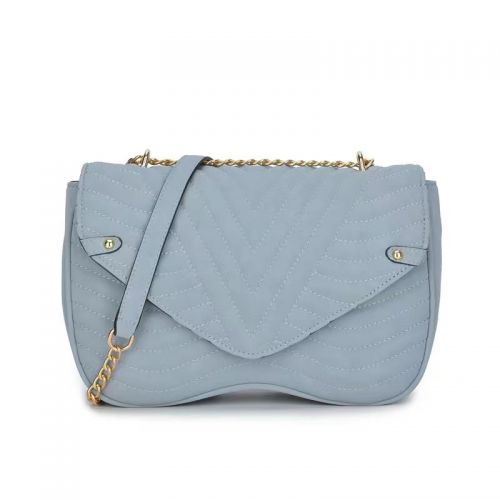 Light Blue Soft PU Quilting Crossbody Bag for women