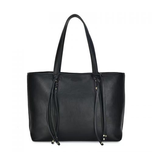 Black Soft High Quality PU Long Tassels Tote Bag Handbag 