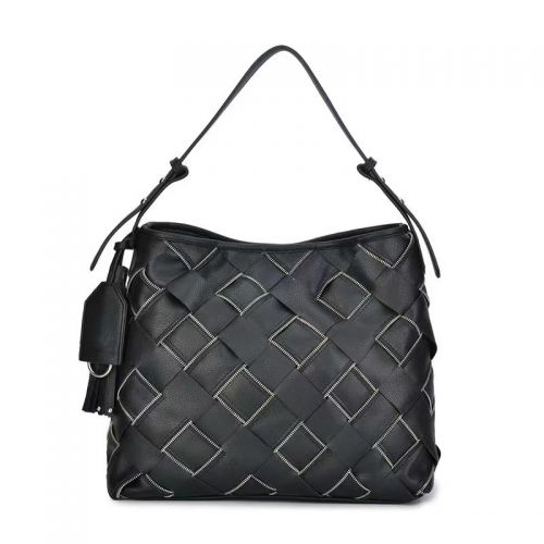 China Wholesale Factory Black Weave PU Fashion Hobo Bag