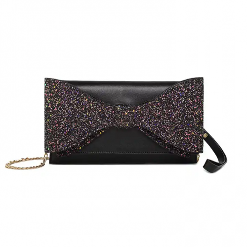 Bow Sequins PU Leather Fashion Women Clutch