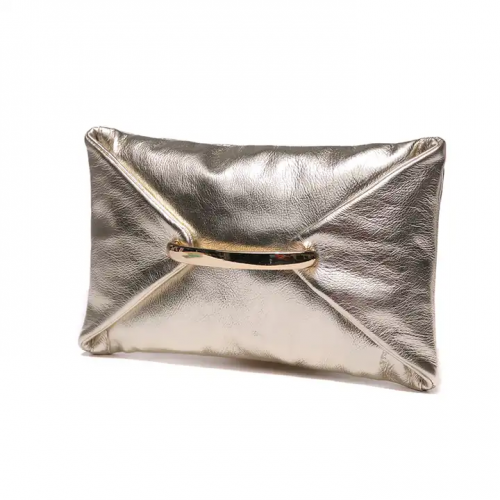 Metallic Genuine Leather Envelopes Clutch For Women